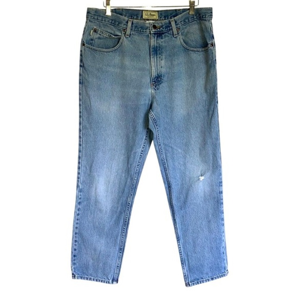 LL Bean Classic Fit Mens Light Wash Denim Jeans 36x30 100% Cotton 220626